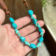 Leather Turquoise Bead Necklace
