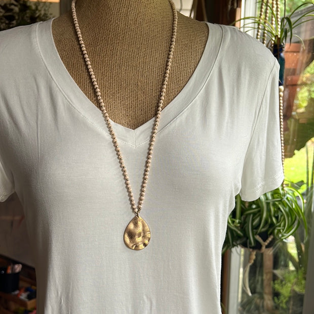 Tan & Gold Bead Necklace