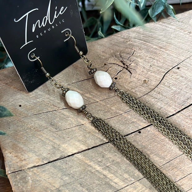Bead + Chain Tassel Earrings