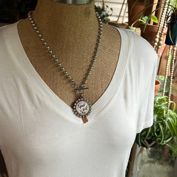 Handmade Inspirational Silver Ball Chain Necklace