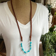 Leather Turquoise Bead Necklace