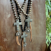 Handmade Inspirational Cross Beaded Chain Necklace