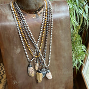 Handmade Bead Necklace with Stone Pendant