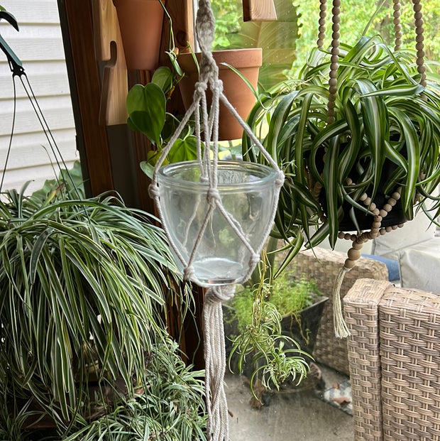 Hanging Macrame Net with Glass Jar