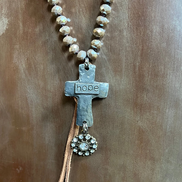 Handmade Inspirational Cross Beaded Chain Necklace