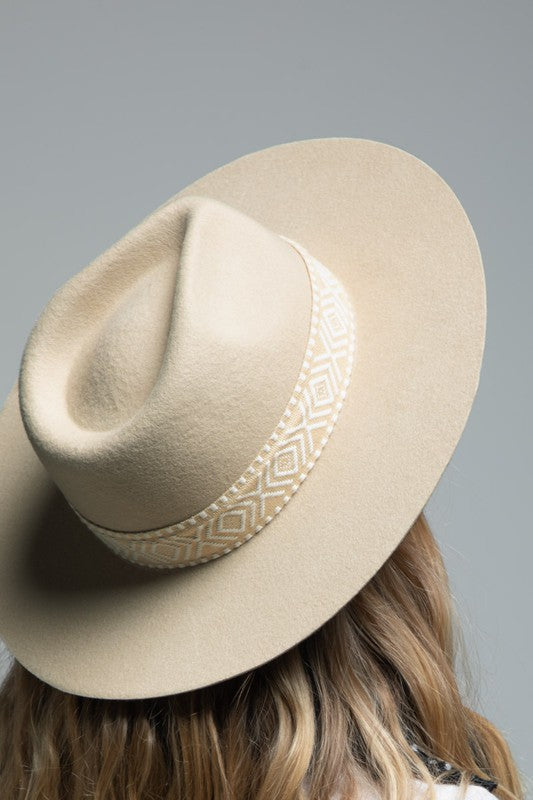 Ethnic Trim Panama Hat
