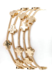 Metal cross stretch bracelet set