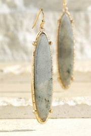 Semi-Precious Oval Stone Earrings